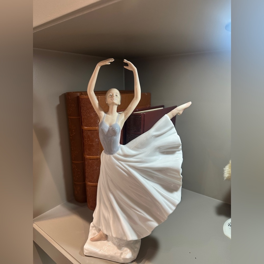 Graceful White Ballet Dancer Sculpture